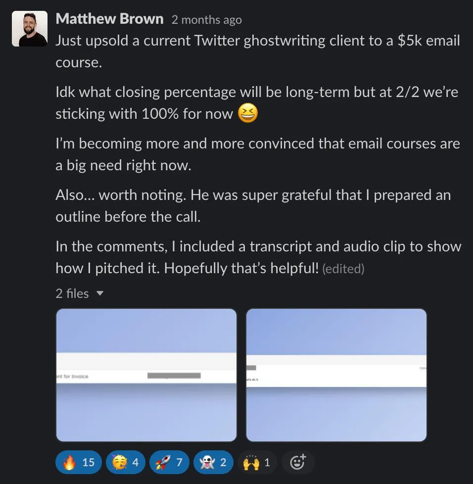$10k in revenue before he’d even gotten 50% through the program