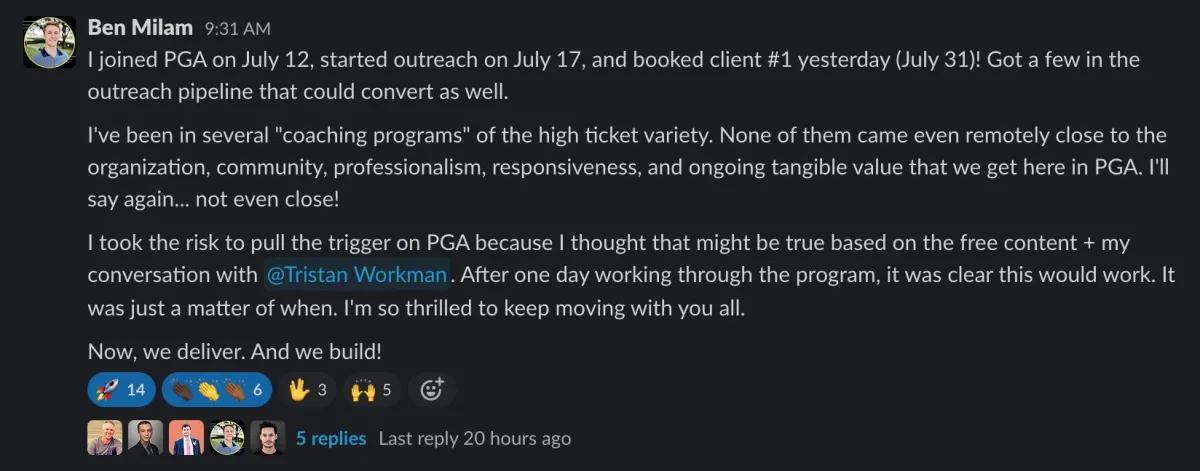 in less than 3 weeks, he landed his first Educational Email Course client