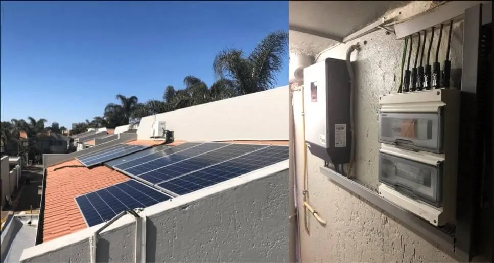 Solar panels on roof and battery back up systems