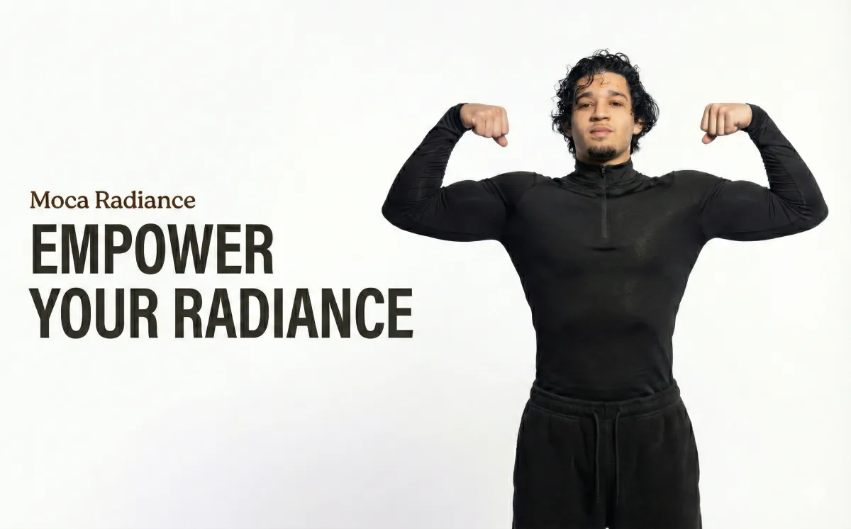 Artisan serum bottle on warm stone slab with dewy plant leaves in morning light