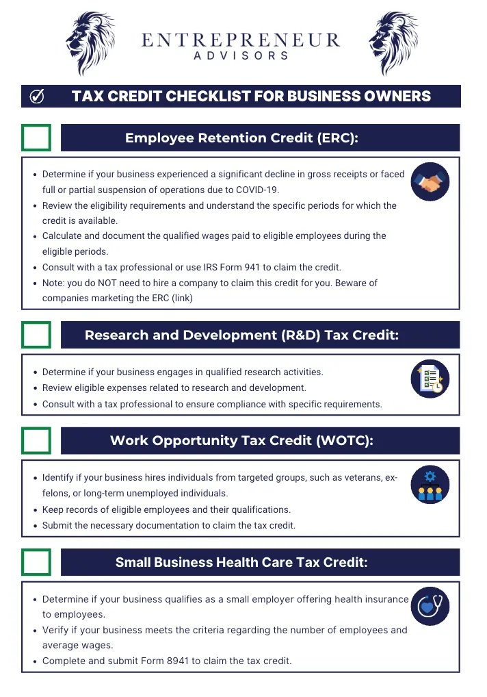 Tax Credit Checklist for Business Owners