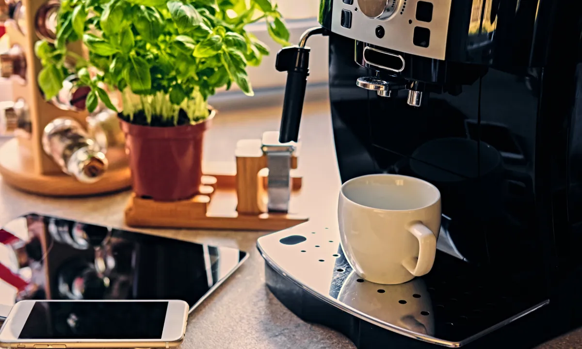 Technician installing a brand-new coffee machine in Alexandria, VA