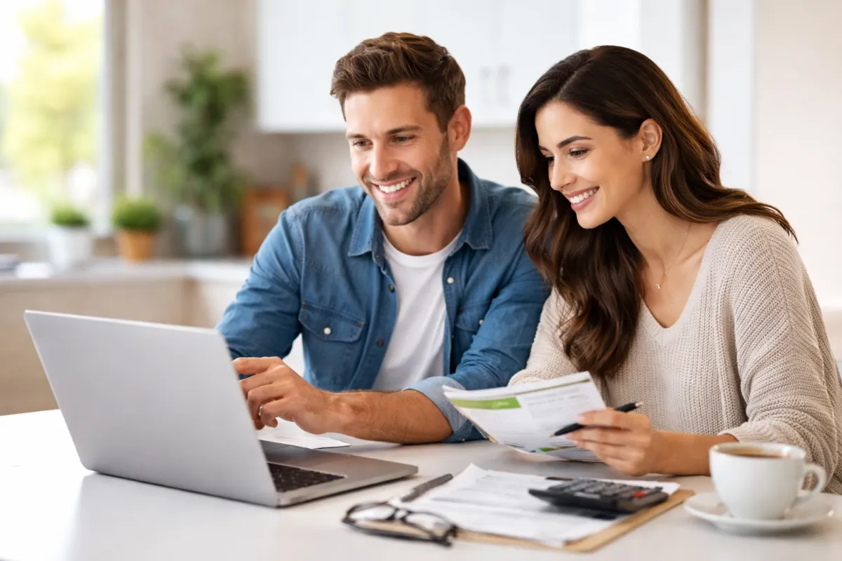 Couple reviewing dental plan options