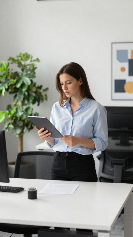 Woman on phone with her laptop