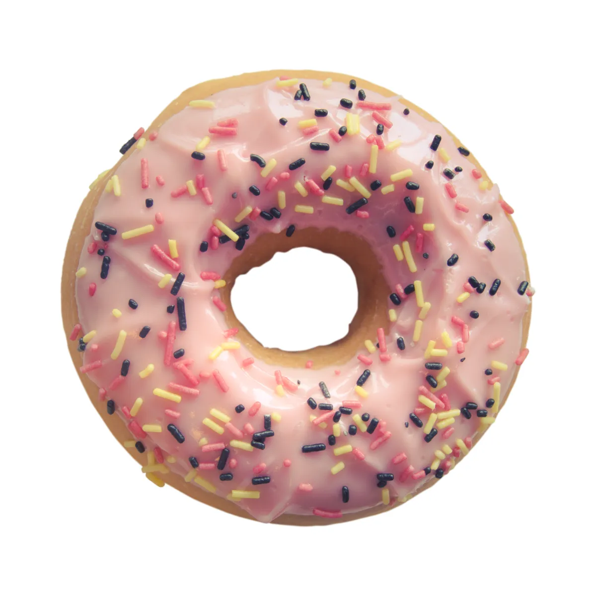 Donut with pink icing and sprinkles