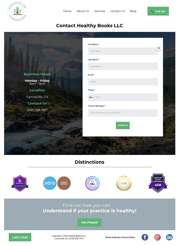 SavvySites by keepful contact page example