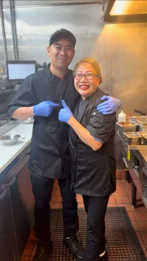 Mother and Son of itan's Pho in Huntington Beach. Owner and Manager