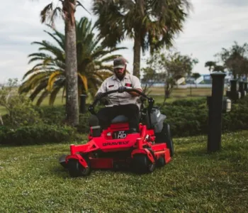 Man Riding Lawn Mower