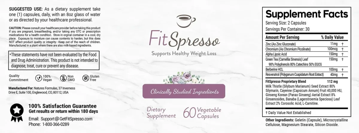 fitspresso suppplement facts