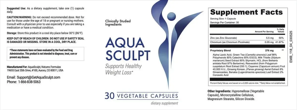 aqua sculpt ingredients list