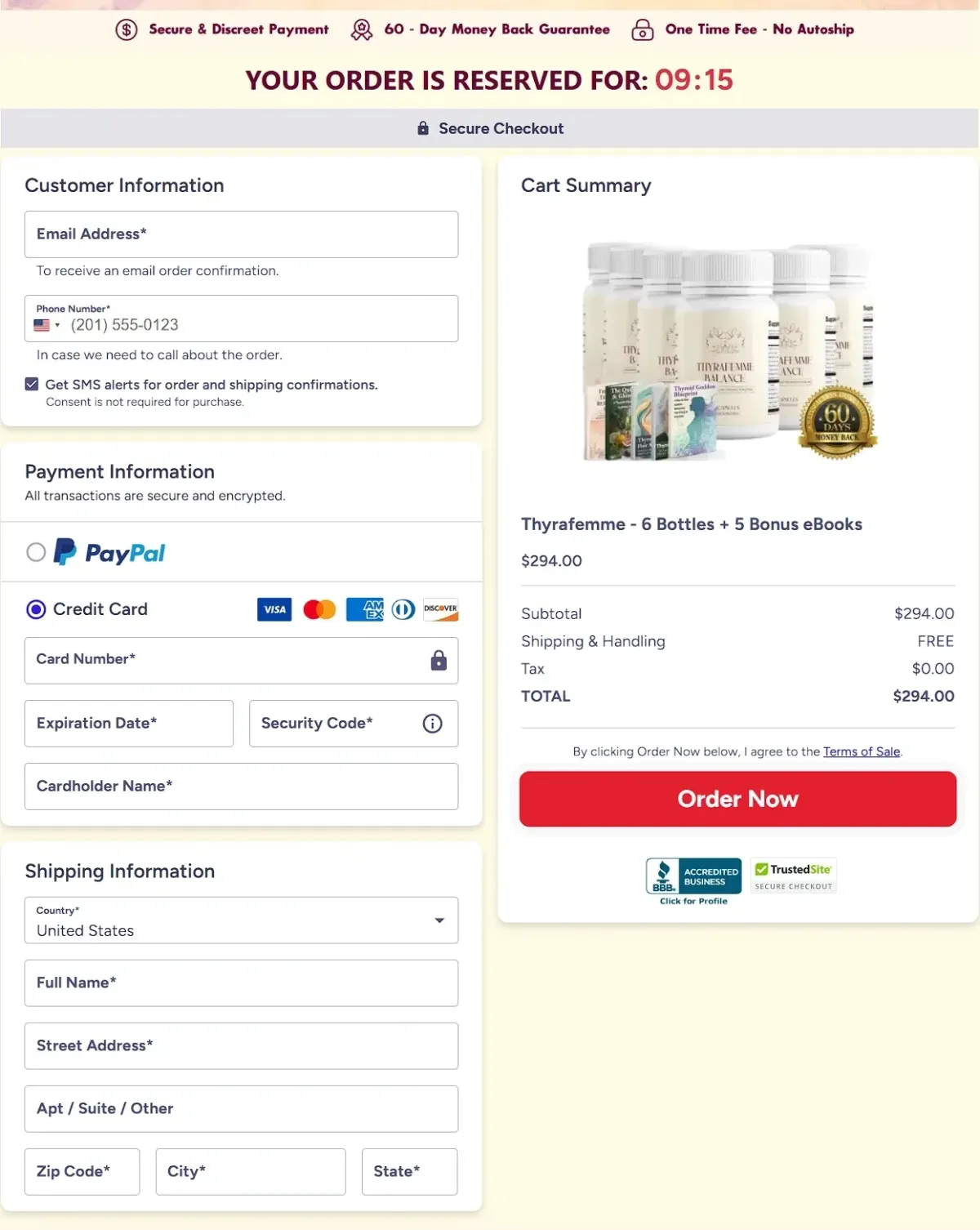 thyrafemme balance checkout page