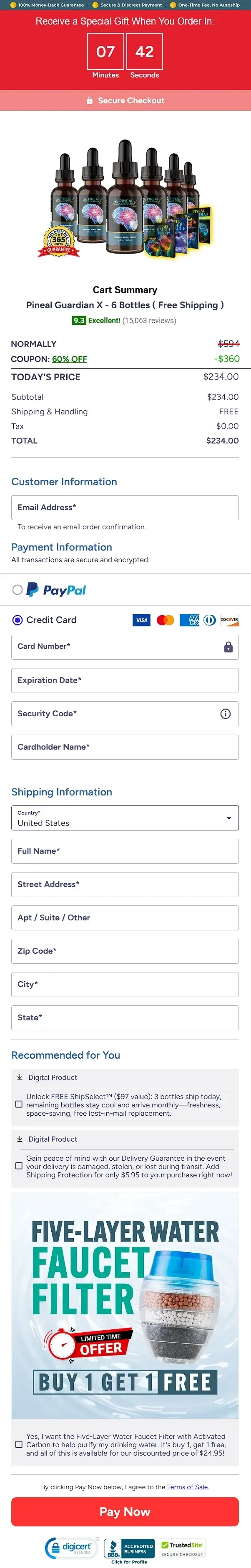pineal guardian checkout page
