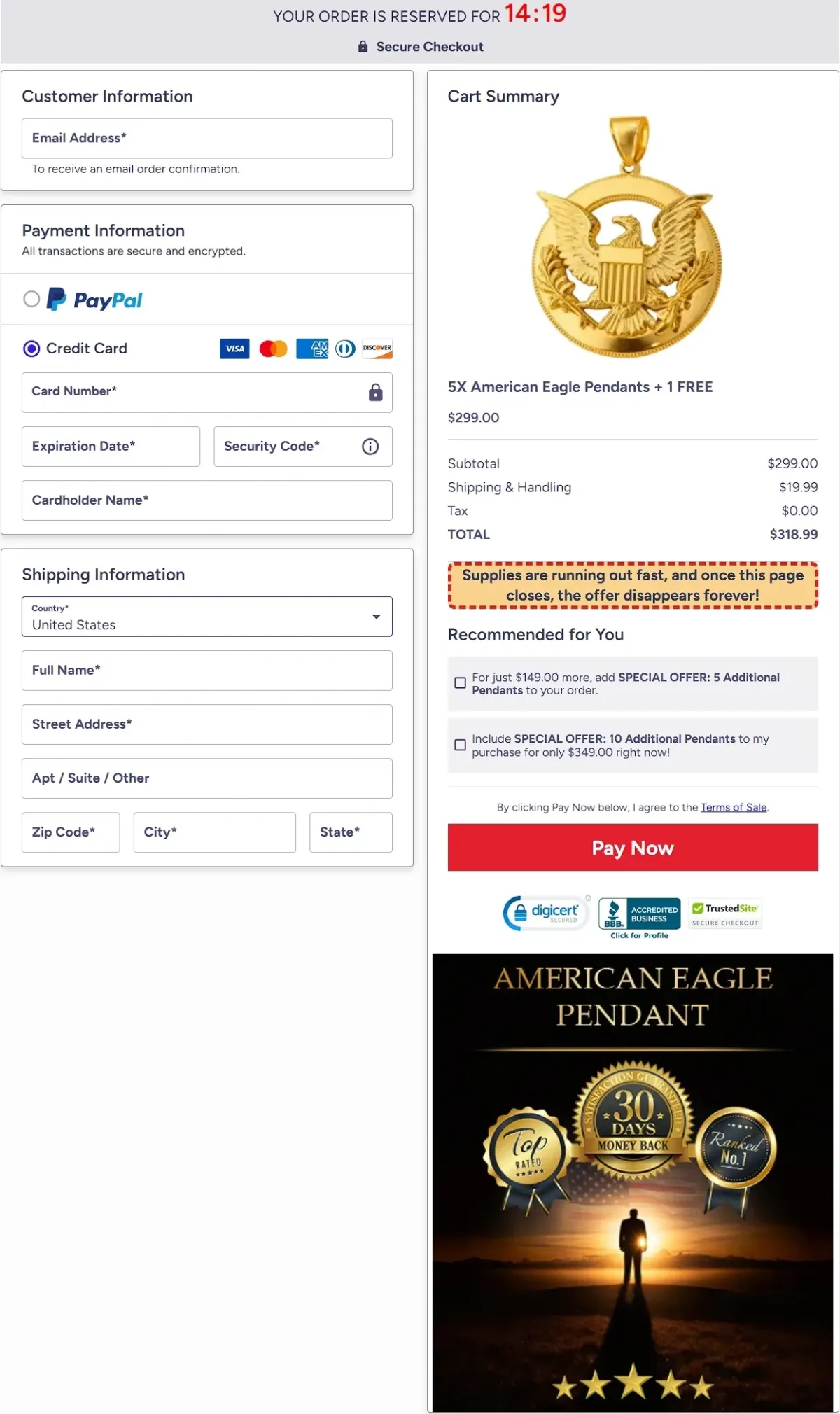 buy american eagle pendant original official website