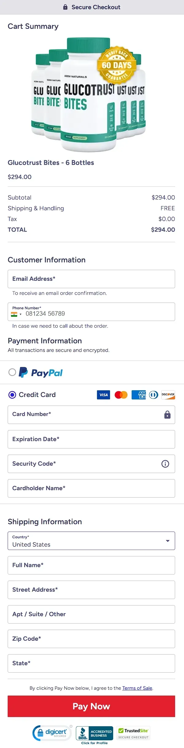 glucotrustbites order form