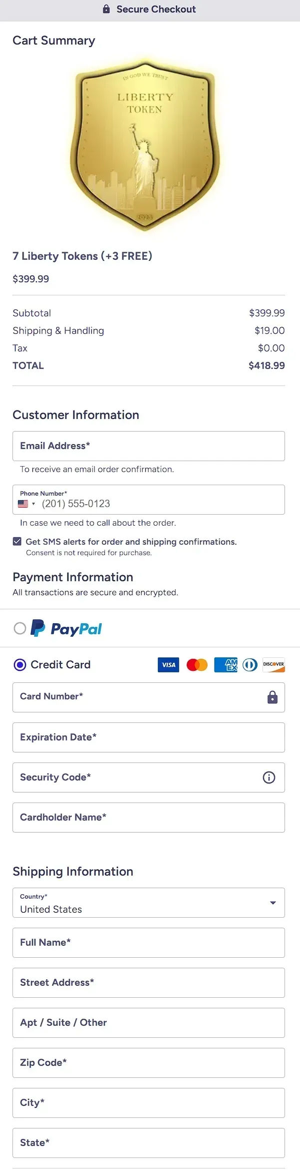 liberty token original order