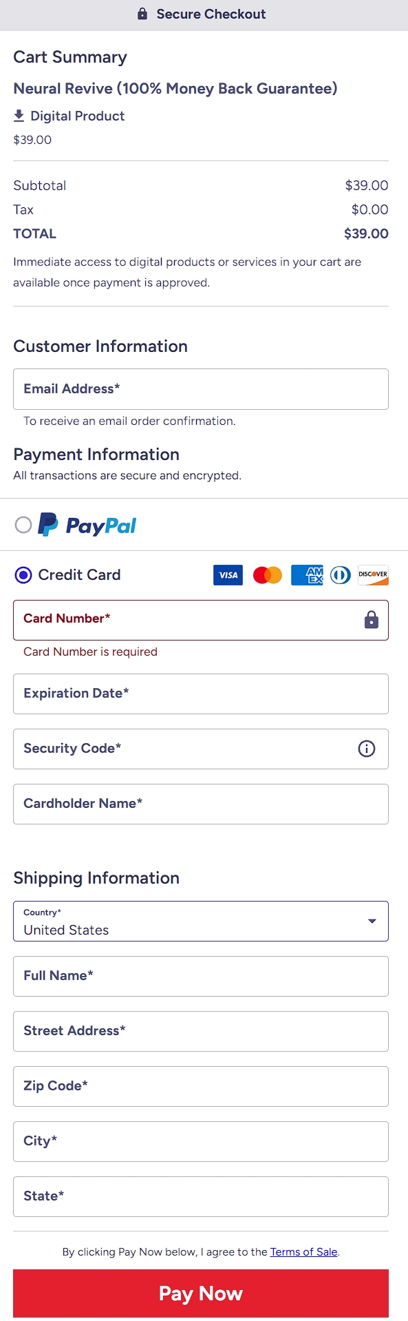 neural revive original order checkout