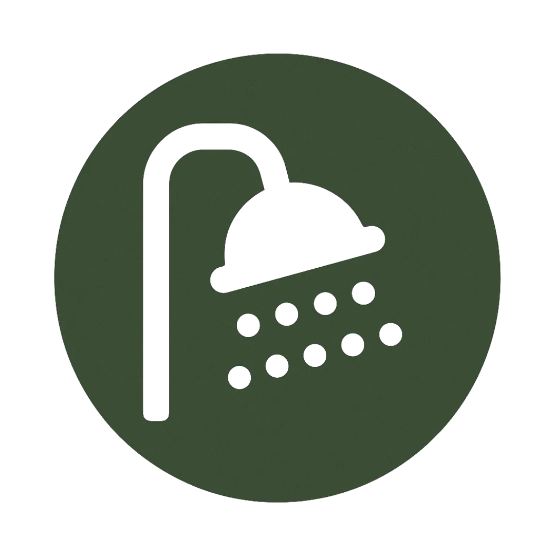 Clean restroom and shower facilities with modern fixtures at Possum Kingdom RV Resort