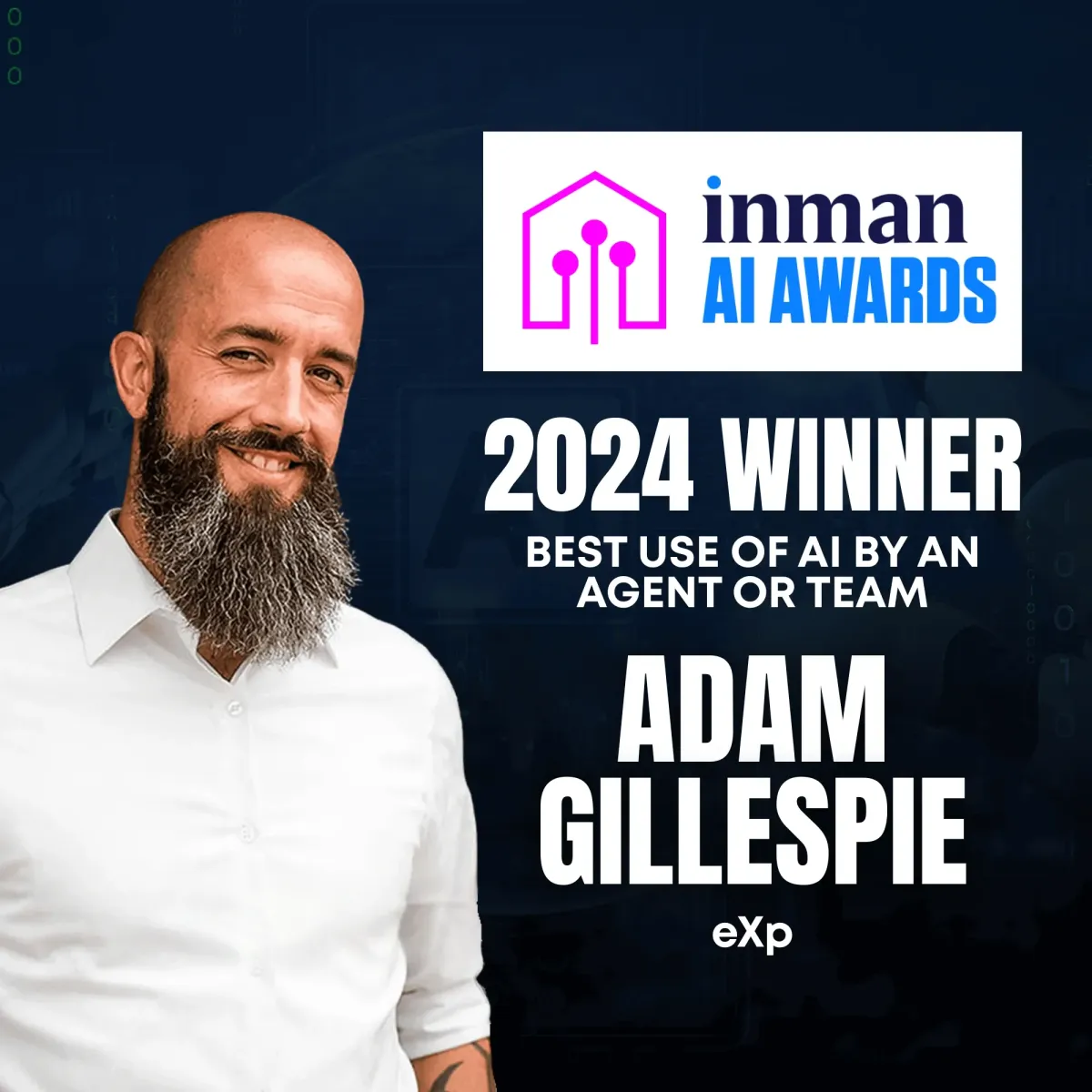 2024 Inman AI Awards winner for best use of AI in real estate, featured by Apex Elite AI