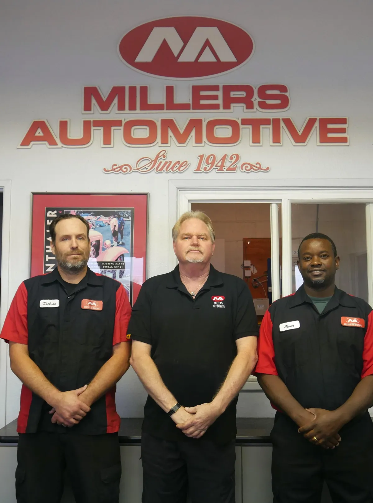 Staff at Miller’s Automotive auto repair in Fullerton