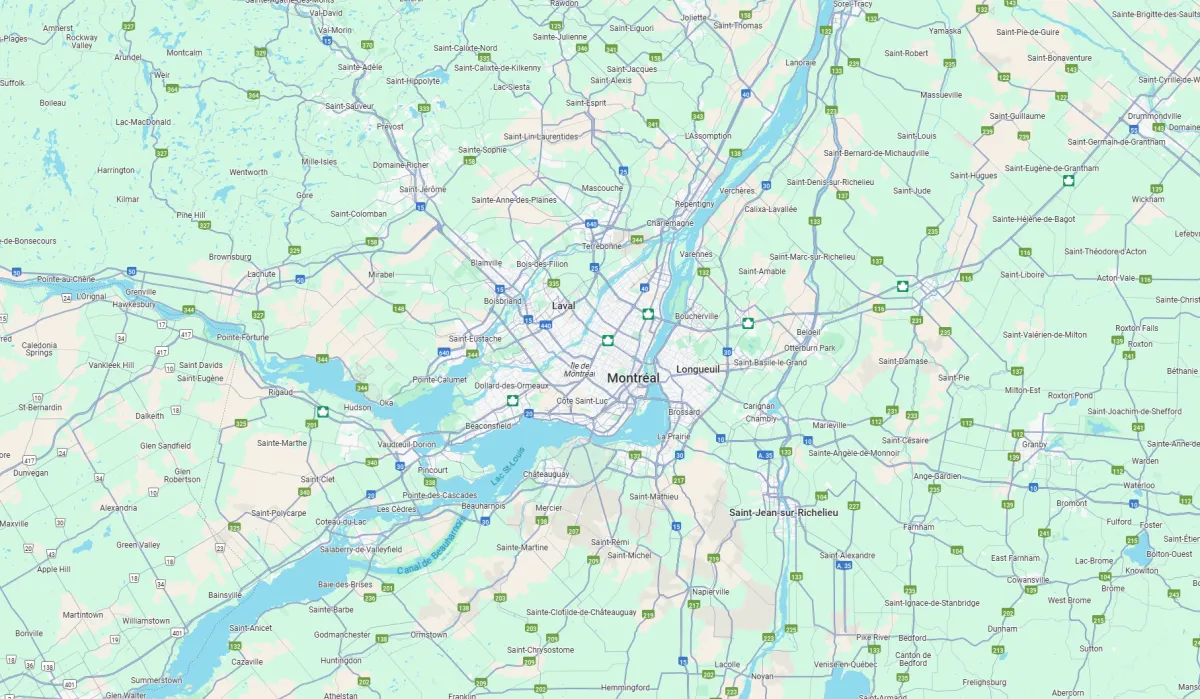 Carte de la grande région de Montréal
