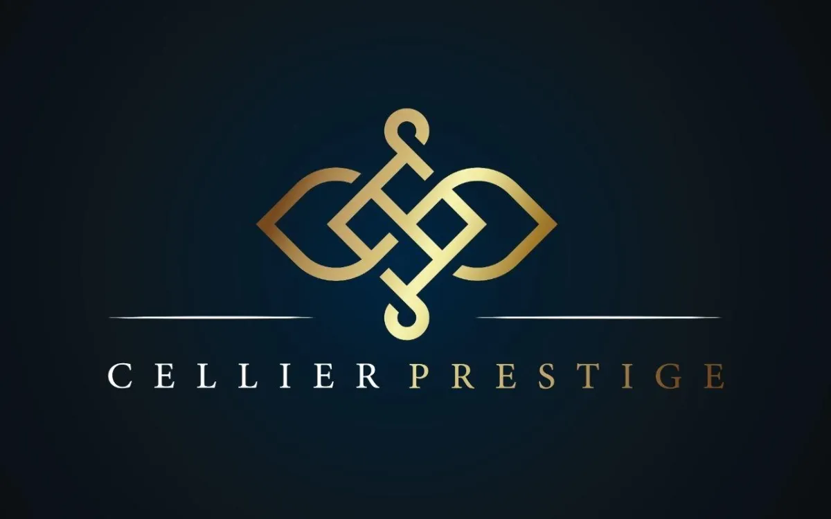 Logo Cellier Prestige or sur fond noir