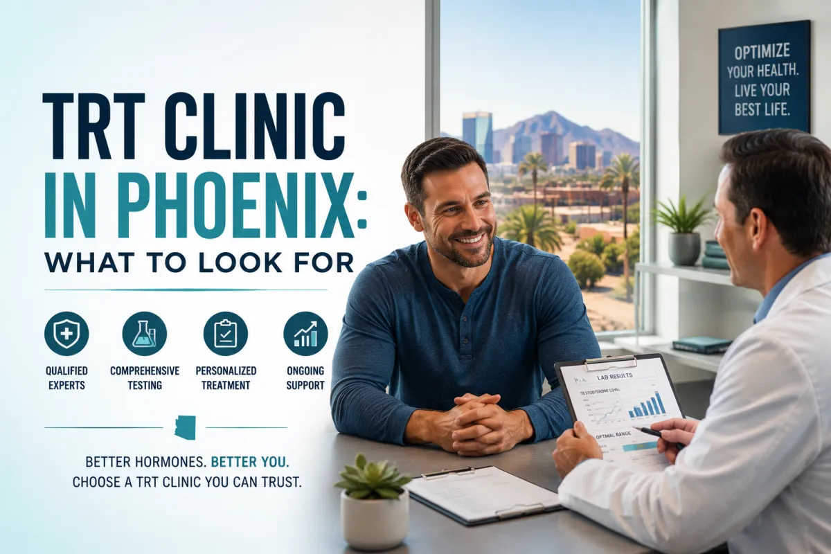 Patient consulting with a testosterone specialist at a TRT clinic in Phoenix, Arizona, to review lab work and explore testosterone replacement therapy options.