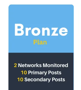  Bronze Social Media Plan Social media marketing, social media optimization. Make your social media create cross-traffic with your website and generate revenue.