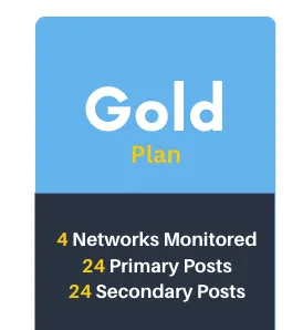 Gold Social Media Plan Social media marketing, social media optimization. Make your social media create cross-traffic with your website and generate revenue.