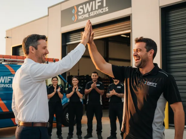 Celebrating with home service clients on their successes