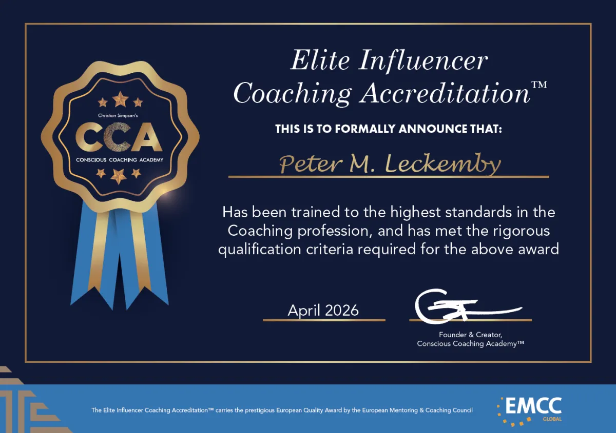 Pete's Elite Influencer Coaching Accreditation Certificate