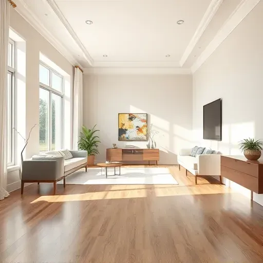 Freshly painted interior in Centennial, Colorado with neutral colors, large windows, and polished hardwood floors.