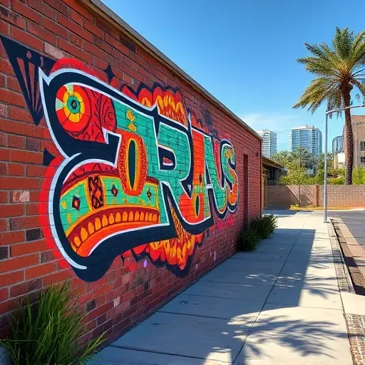 Colorful graffiti mural reflecting Centennial community spirit on a brick wall with vibrant patterns and local motifs