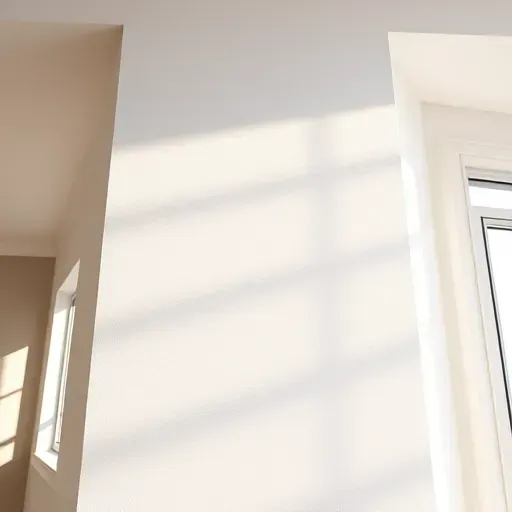 Freshly repaired drywall patch with seamless finish and matching paint in a modern well-lit interior space