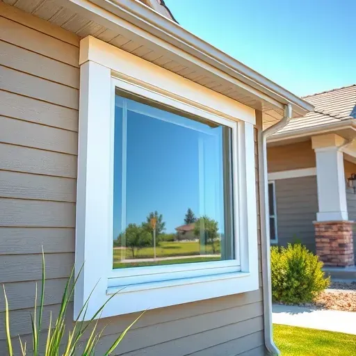 Freshly painted glossy window frame on modern home in Centennial Colorado with clean lines, greenery, and bright sky