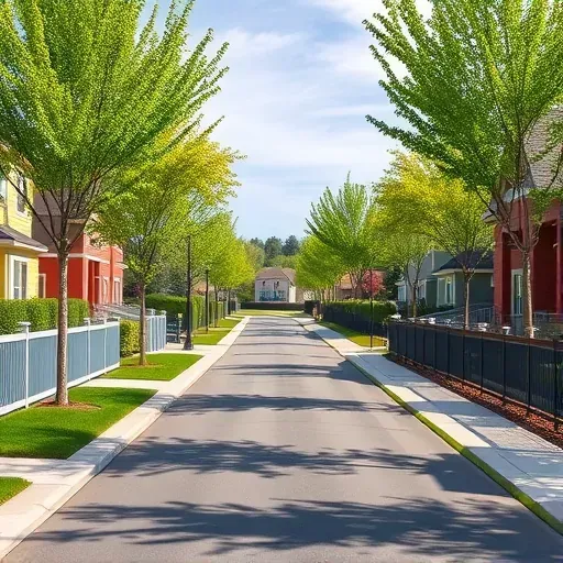 Freshly painted homes in Centennial Colorado neighborhood with lush lawns trees and clear skies highlighting quality craftsmanship