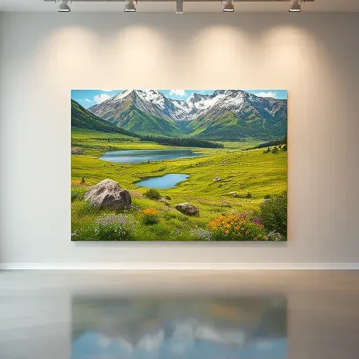 Completed painting on display in a serene outdoor setting in Centennial, Colorado with vibrant colors.