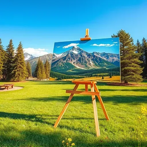 A finished painting displayed outdoors in Centennial, Colorado showcasing vibrant colors and intricate details.