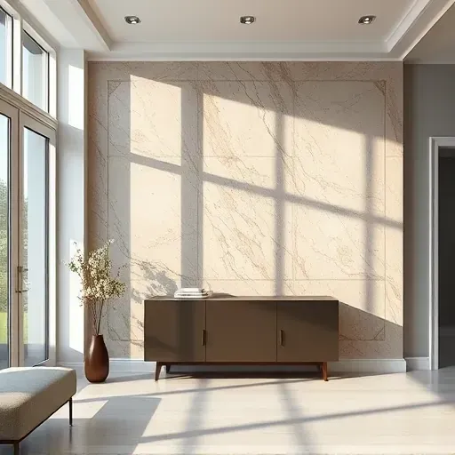 Beautiful indoor wall with intricate faux marble finish in a modern Centennial Colorado room with natural light
