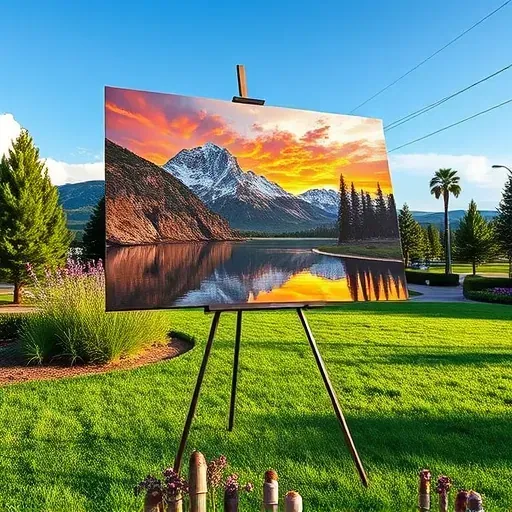 Completed painting displayed in Centennial, Colorado showcases vibrant colors and intricate details in a serene setting.