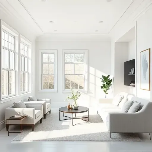 Freshly painted interior room in Centennial, CO with white walls, modern decor, and ample natural light.