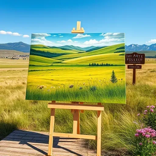 Completed painting in Lowry CO displays vibrant landscapes with light, shadow, and local cultural elements in serene setting.