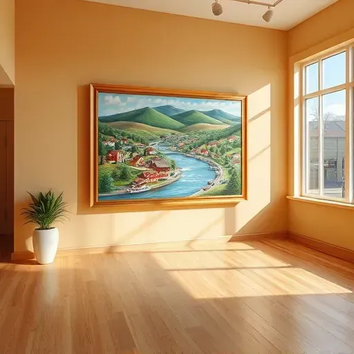 Completed painting of Brighton CO landscape with vibrant colors, intricate details, and inviting gallery ambiance.