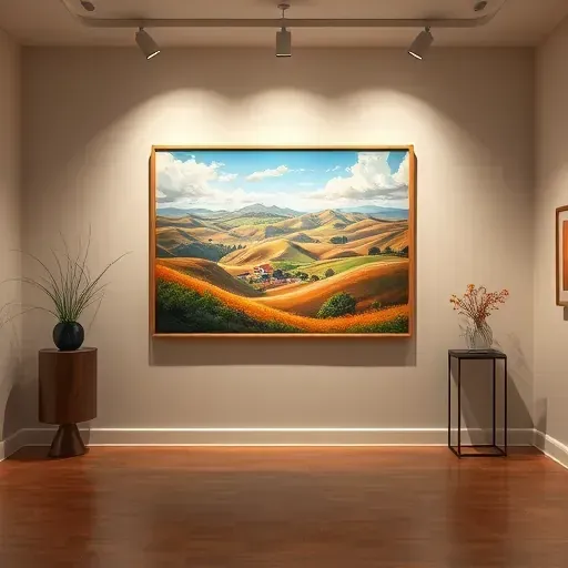 Completed painting in art gallery in Cherry Hills Village, CO highlighting local landscape, vibrant colors, and elegant decor.