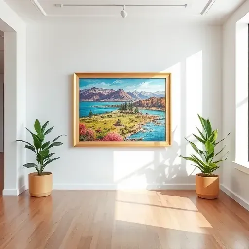 Vibrant painting displayed in modern Cherry Hills Village gallery, highlighting local landscape beauty and elegance.