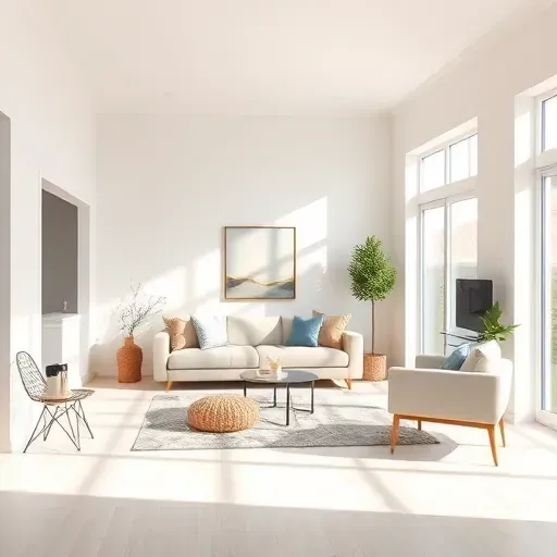Modern living room in Centennial, CO, featuring freshly painted neutral walls, natural light, and tasteful decor.