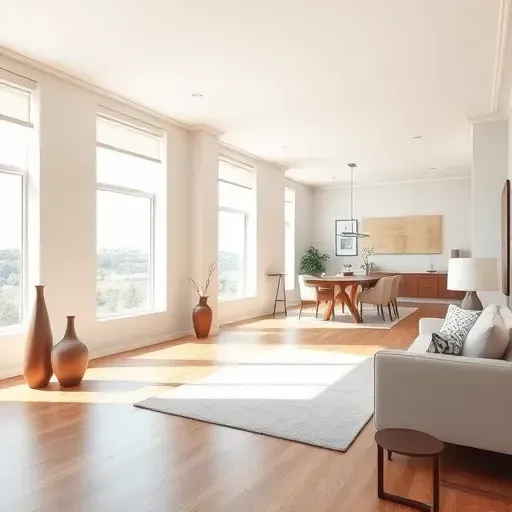 Freshly painted room in Centennial, CO with neutral walls, natural light, sleek furniture, and elegant decor accents.