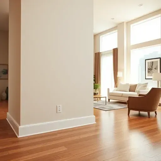 Freshly painted modern living room in Centennial CO with immaculate beige walls, polished floors, and cozy decor.