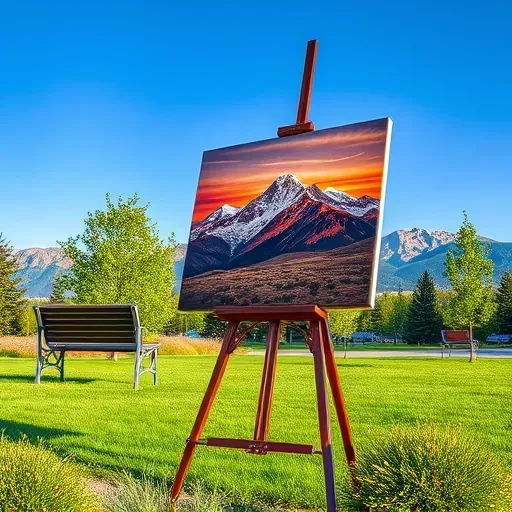 Completed painting displayed in an art gallery in Centennial, Colorado, showcasing vibrant colors and intricate details.