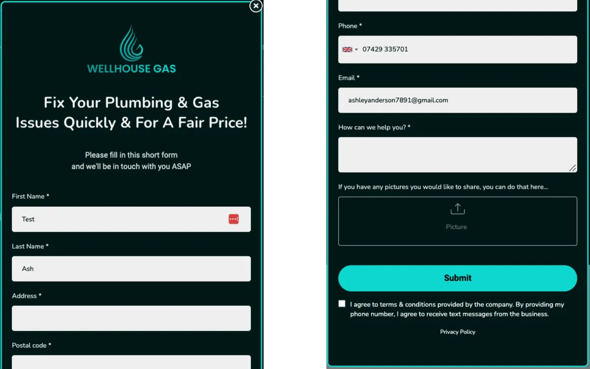 Wellhouse Gas Contact Form