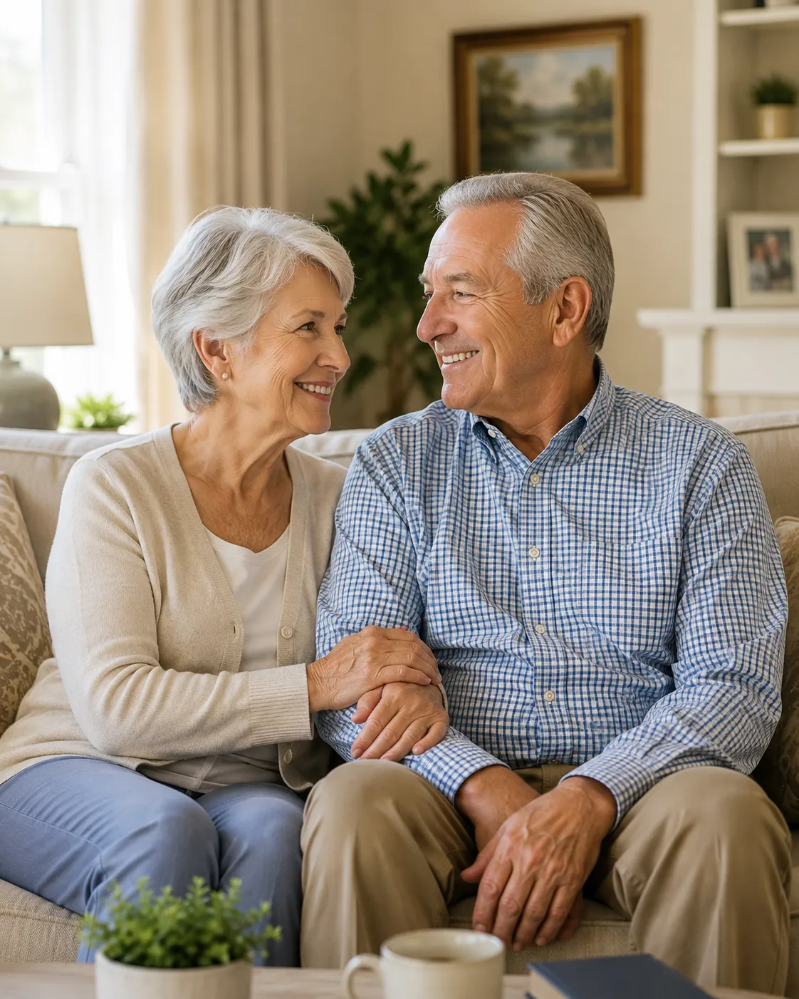 Older couple discussing final expense planning at home